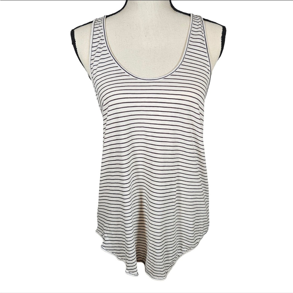 Alternative 100% Organic Cotton Racerback Tank, Ivory/Black Stripes